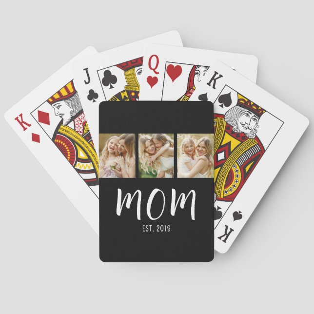 Jeu De Cartes Black White Mom Established Script 3 Photo Elegant (dos)