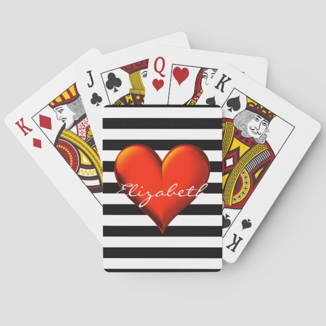 Jeu De Cartes Black Wht Horiz Bande Rouge Métallurgique Monogram (dos)