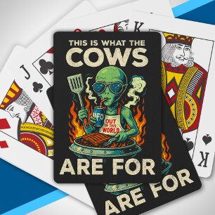 Jeu De Cartes Blague Rétro de Grillade de Vache d'Alien Drôle UF