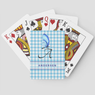 Jeu De Cartes Bleu Chèque Et Papillon Bleu Jouer Cartes