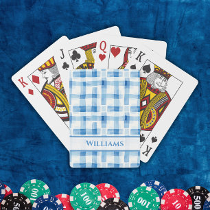 Jeu De Cartes Bleu classique et blanc En vichy À damiers Motif