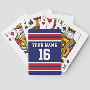 Jeu De Cartes Bleu de marine avec Red White Strips Team Jersey