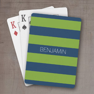 Jeu De Cartes Bleu de marine et Graines de rugby vert Nom person