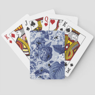 Jeu De Cartes Bleu d'indigo Toile floral botanique vintage et