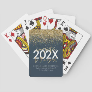 Jeu De Cartes Bleu et or parties scintillant de l'écriture moder