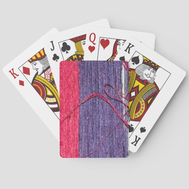 Jeu De Cartes Bleu et rouge en soie thaïlandaise artisanale (dos)
