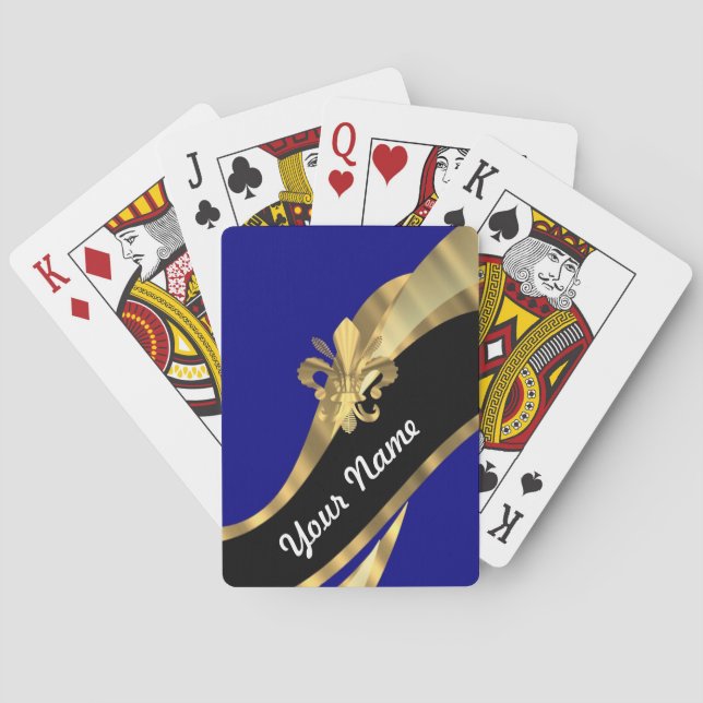 Jeu De Cartes Bleu-foncé et gold fleur de lys (dos)