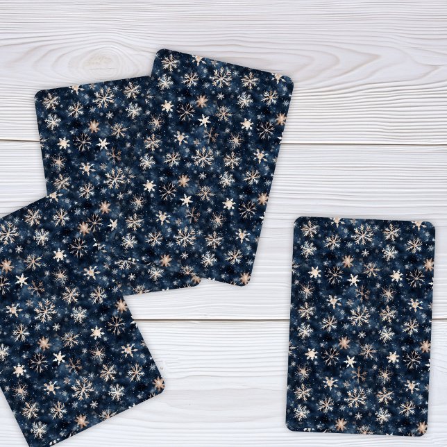 Jeu De Cartes Bleu foncé simple avec flocons de neige (Créateur téléchargé)