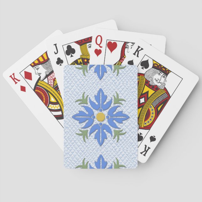 Jeu De Cartes Bleu hawaïen d'édredon de fleur de style (dos)