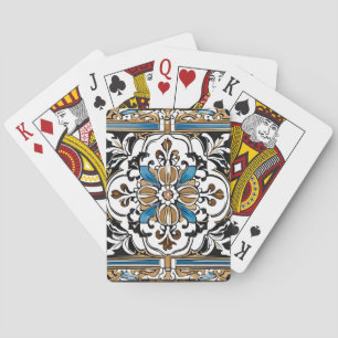 Jeu De Cartes Bleu jaune noir Azuleju espagnol marocain