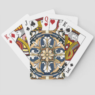 Jeu De Cartes Bleu jaune noir Azuleju espagnol marocain