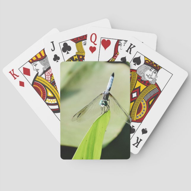 Jeu De Cartes Bleu libellule sur une feuille verte (dos)