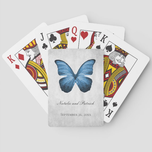 Jeu De Cartes Bleu Mariage Papillon Lecture Cartes (dos)