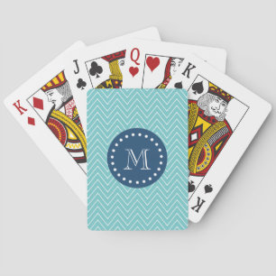 Jeu De Cartes Bleu marine, motif turquoise de Chevron votre