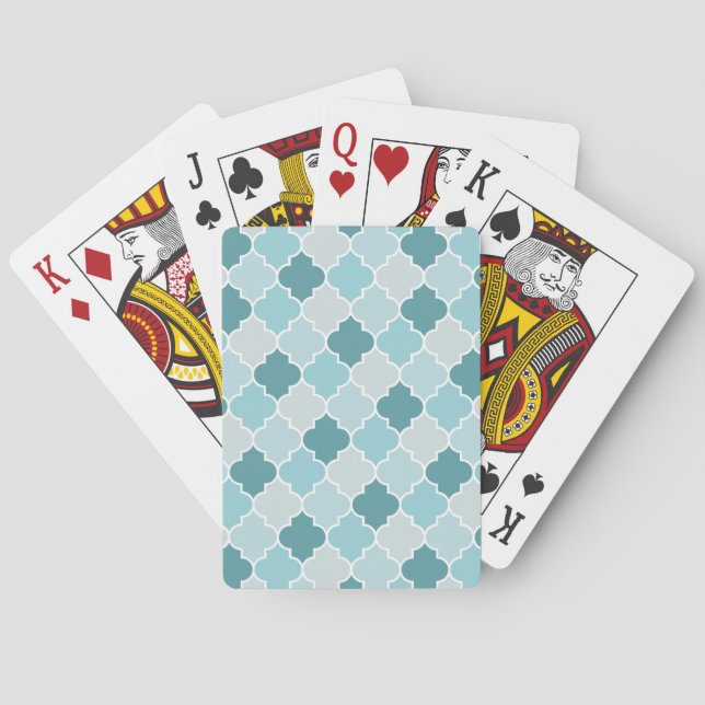 Jeu De Cartes Bleu Marocain Trellis, Lattes, Quatrefoil (dos)