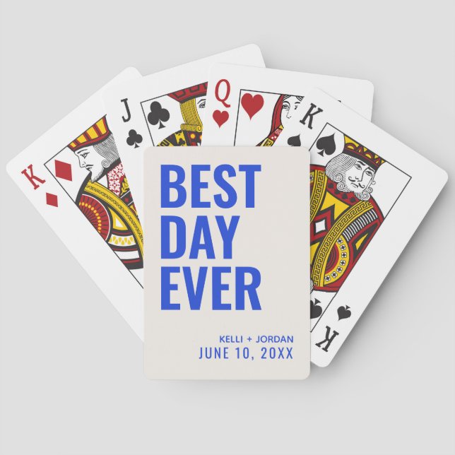 Jeu De Cartes Bleu Meilleur Jour Jamais Mariage Jouer Cartes (dos)
