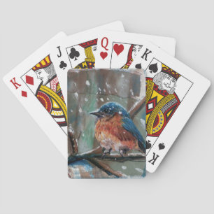 Jeu De Cartes Bleu mignon Oiseau Chanson Oiseau Peinture hiverna