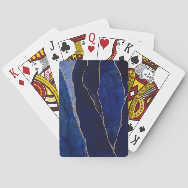 Jeu De Cartes Bleu & Or Agate Glam moderne Minimal (dos)