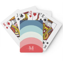 Bleu rose arc-en-ciel rayures de courbe Monogramme