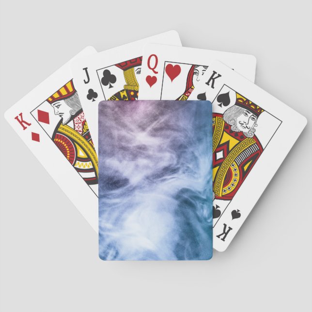 Jeu De Cartes Bleu violet blanc abstrait nuages célestes fumée (dos)