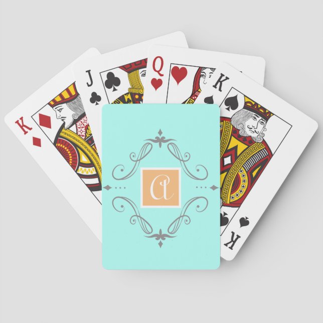 Jeu De Cartes BLEUE PERSONNALISÉE Bicyclette INITIALE Lecture Ca (dos)