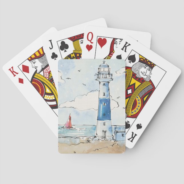Jeu De Cartes Blue and White Lighthouse (dos)
