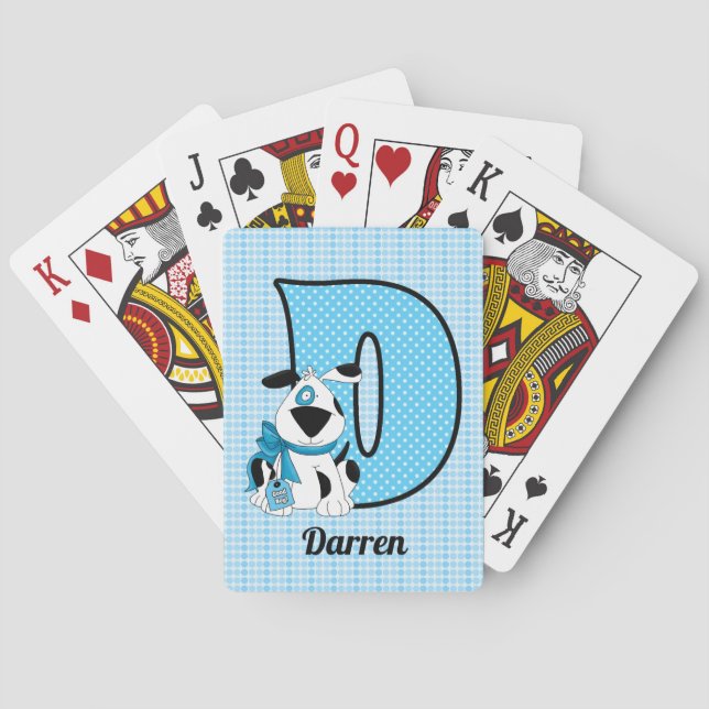 Jeu De Cartes Blue Chien Monogrammed Les cartes de jeu des enfan (dos)