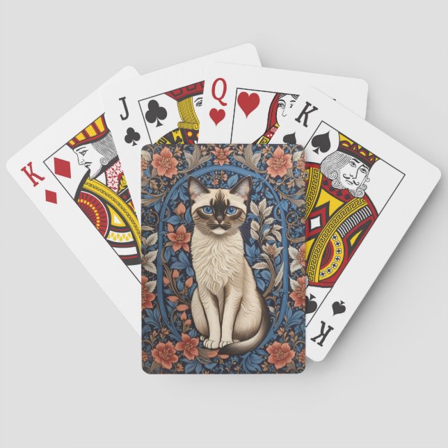 Jeu De Cartes Blue Eyed Siamese Chat William Morris Inspiré (dos)