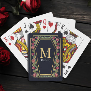 Jeu De Cartes Blue Gothic Thorn Rose Coffin Monogramme Cartes de