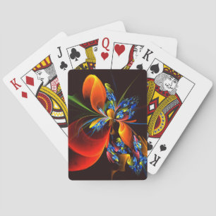 Jeu De Cartes Blue Orange Floral Moderne Art Abstrait Motif #03