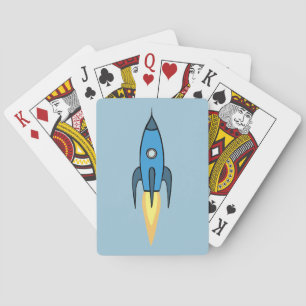 Jeu De Cartes Blue Retro Rocketship Cute Cartoon Design