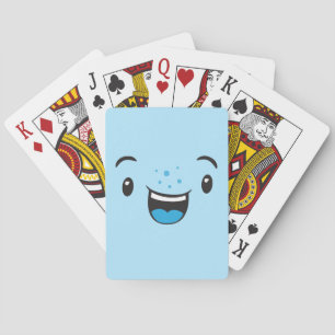 Jeu De Cartes Blue Smiling Kawaii Visage Jouer des cartes