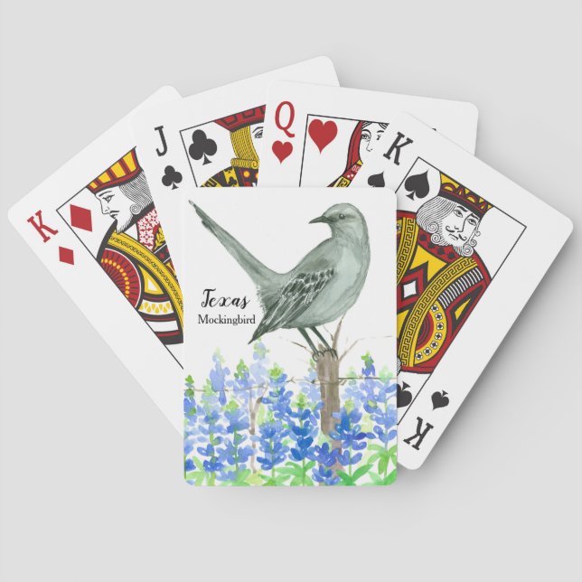Jeu De Cartes Bluebonnets Mockingbird State Bird du Texas (dos)
