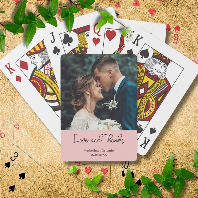 Jeu De Cartes Blush Pink Elegant Wedding Love and Thanks Photo (Créateur téléchargé)