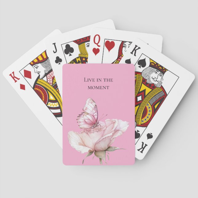 Jeu De Cartes Blush Pink Rose Butterfly   (dos)