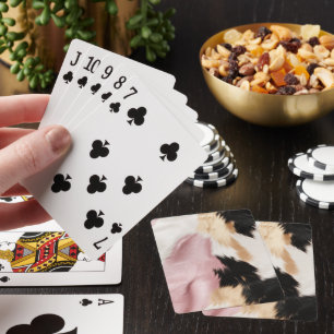 Jeu De Cartes Blush Rose Blanc Or Noir Vachette Animal