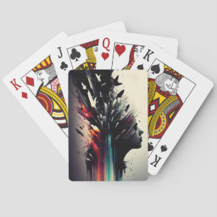 Jeu De Cartes Boho art abstrait avec visage de fille