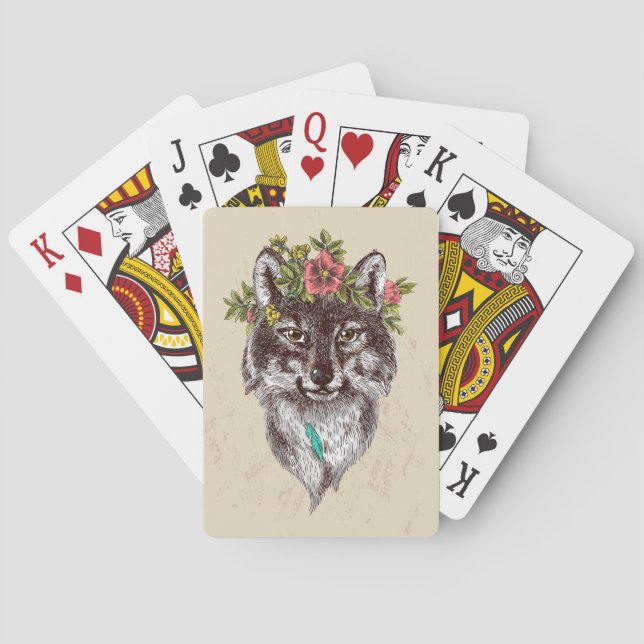 Jeu De Cartes Boho Style Wolf Halo Portrait (dos)