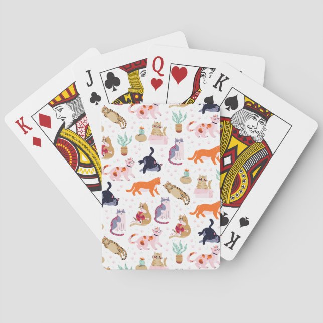 Jeu De Cartes Boho Summer Cute Cats Green Cactus (dos)