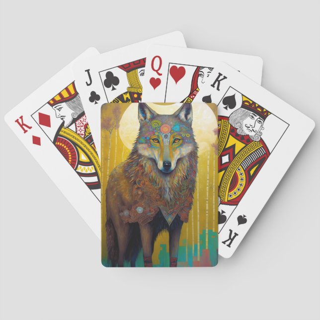 Jeu De Cartes Boho Wolf Surreal Wildlife Art (dos)