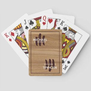 Jeu De Cartes bois (faux bois) bois brun rustique monogrammé
