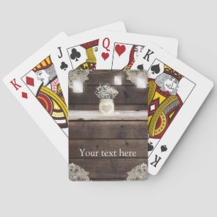 Jeu De Cartes Bois rustique, dentelle et bocaux Mason Barn éléga
