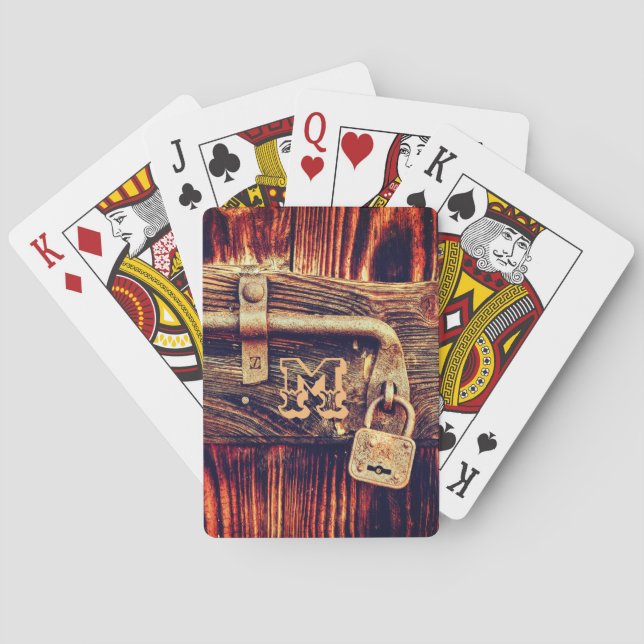 Jeu De Cartes Bois rustique serrure en laiton antique (dos)