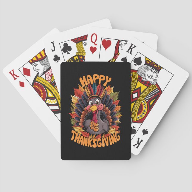 Jeu De Cartes Bon thanksgiving Turquie Famille Chute (dos)