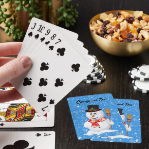 Jeu De Cartes Bonhomme de neige debout sous la neige qui tombe