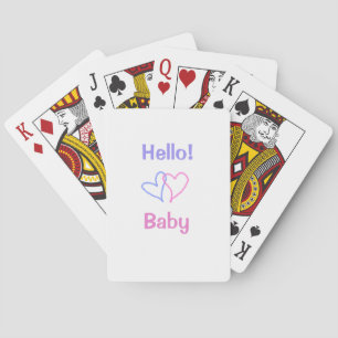 Jeu De Cartes Bonjour bébé rose violet cœur aquarelle boho