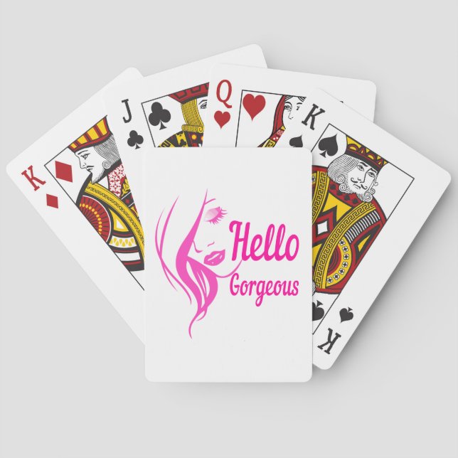 Jeu De Cartes Bonjour Magnifique Jolie Dame Visage Typographie (dos)