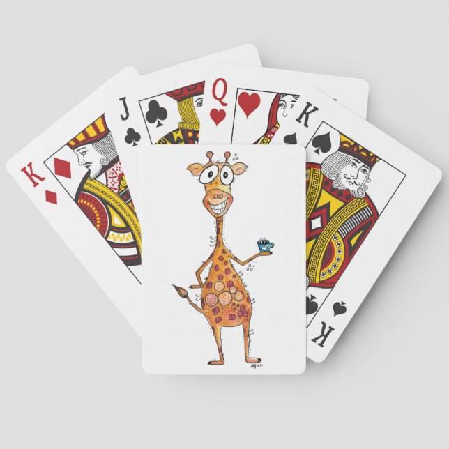 Jeu De Cartes Bonne Giraffe Whimsical Boire Café (dos)