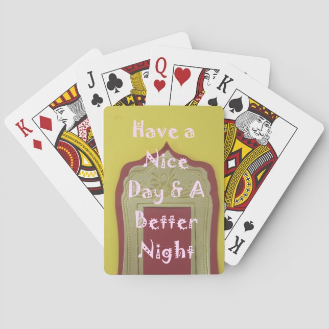 Jeu De Cartes Bonne journée et une meilleure nuit d'art encadré  (dos)