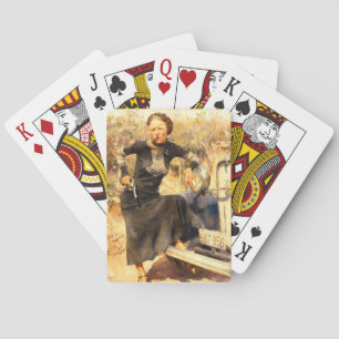 Jeu De Cartes Bonnie Parker fumant un cigare 1933 peinture IA